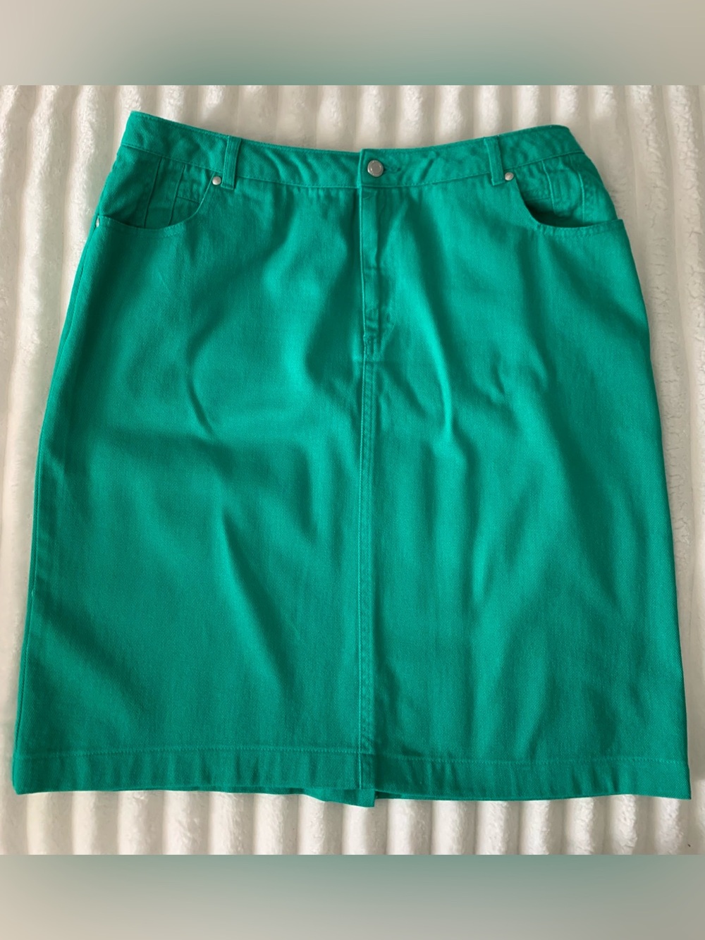 Women Denim Green Pencil Skirt